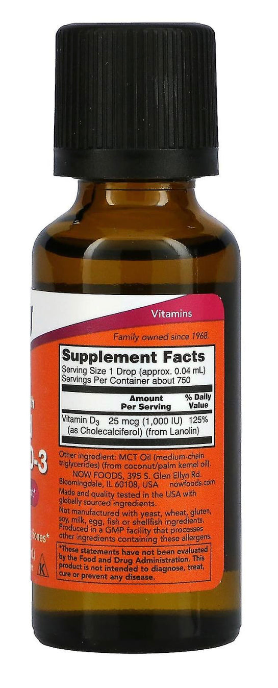 Now Foods Vitamin D3 Liquid 1000 IU Extra Strenght 30ml